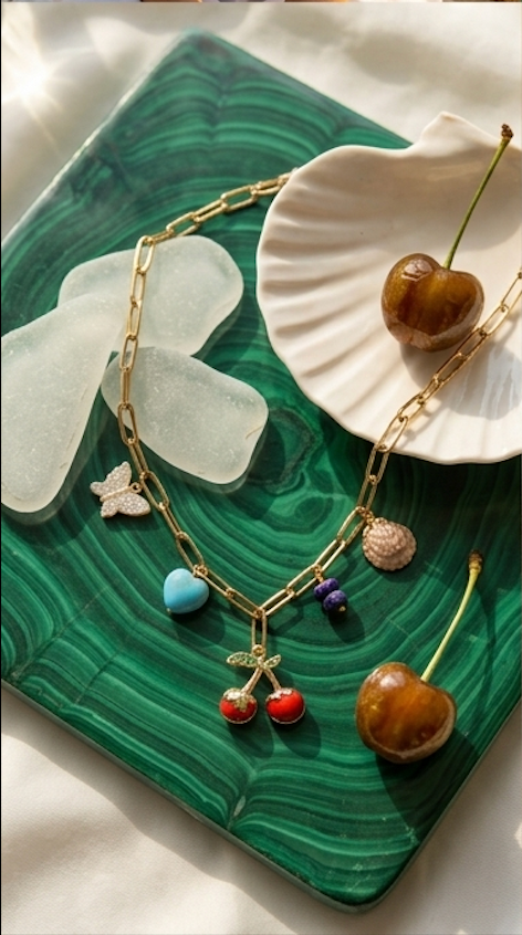 18K Gold-Plated Cherry Charm Necklace