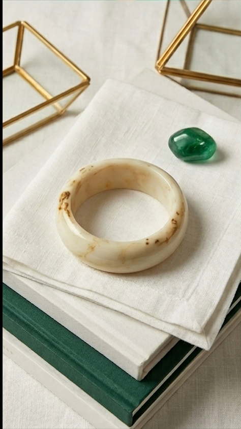 Cream Marble Enamel Bangle