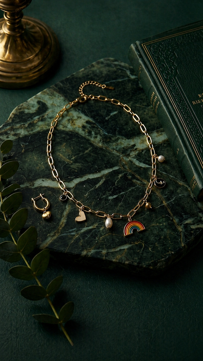The Rainbow Gold Charm Necklace