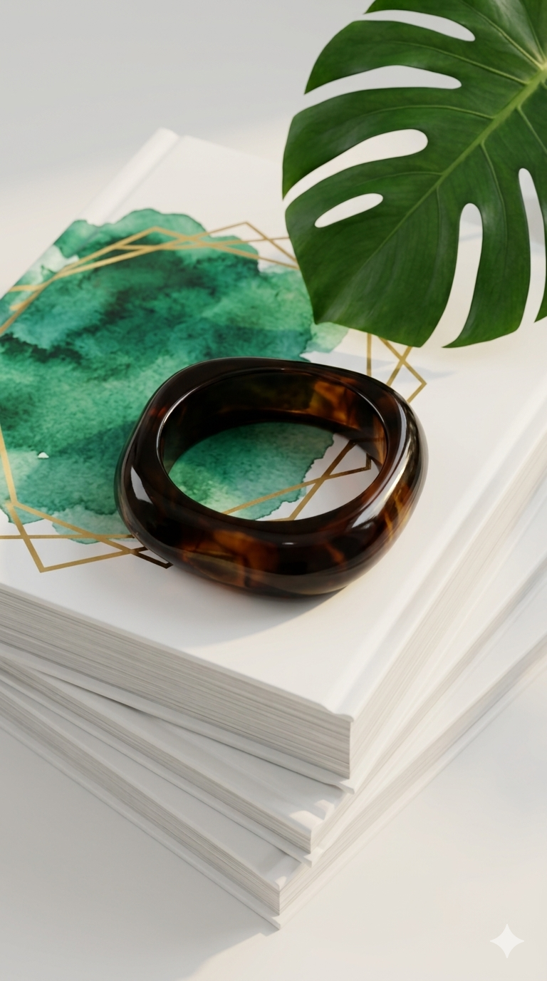 Asymmetric Tortoiseshell Enamel Bangle