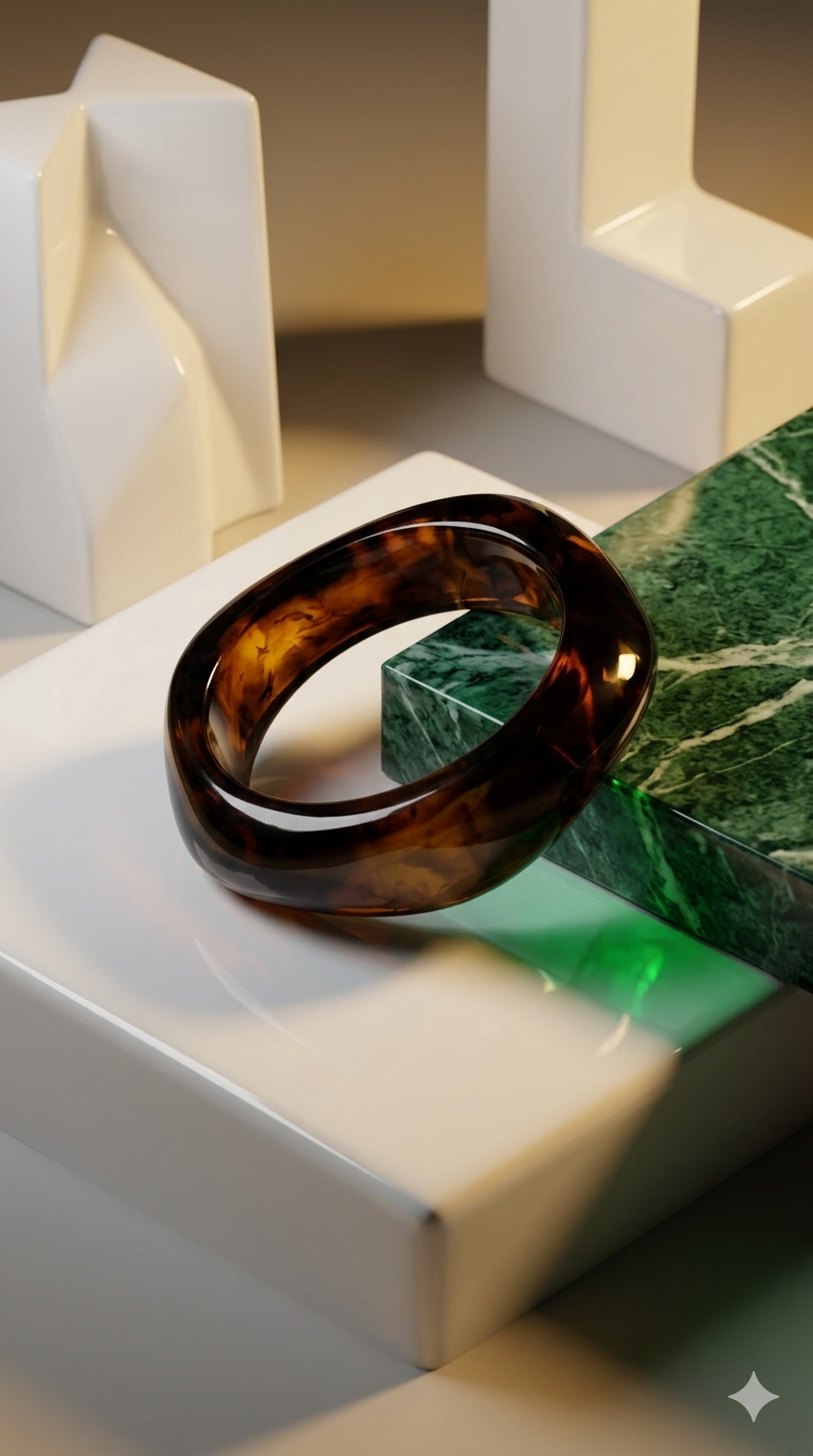 Asymmetric Tortoiseshell Enamel Bangle