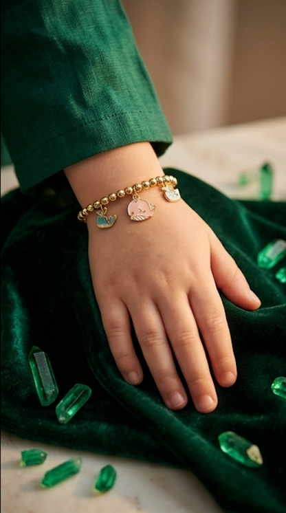 Whale & Pearl Charm Bracelet