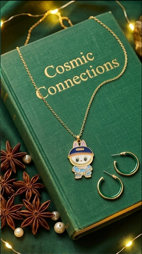 Golden Labubu Explorer Pendant Necklace