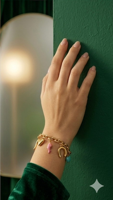 18K Gold Plated Multi-Charm Link Bracelet