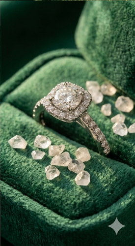 925 Sterling Silver Cushion Halo Moissanite Ring