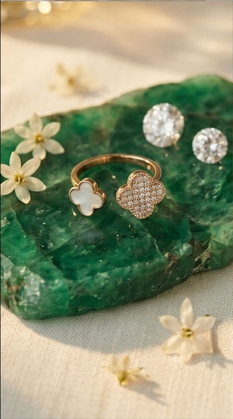 Four-Leaf Clover Open Wrap Ring