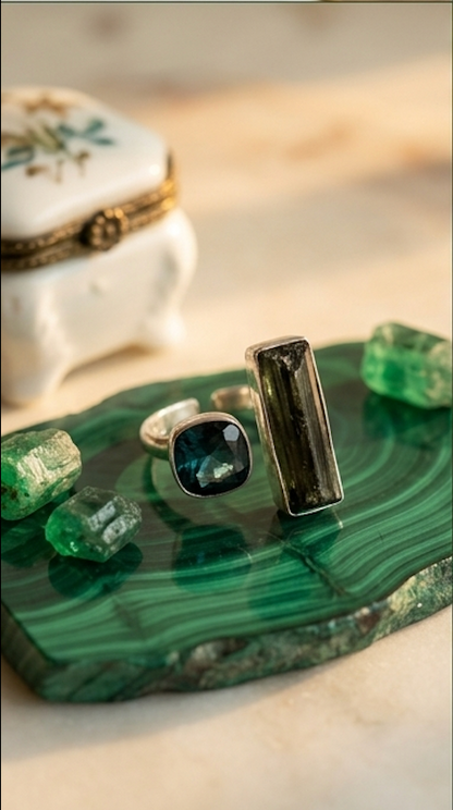 Raw Green Tourmaline Open Cuff Ring