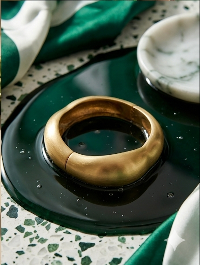 Anti-Tarnish Molten Gold Chunky Bangle