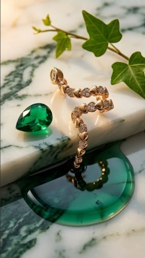 Anti-Tarnish Gold Alternating Heart Pavé Ear Cuff