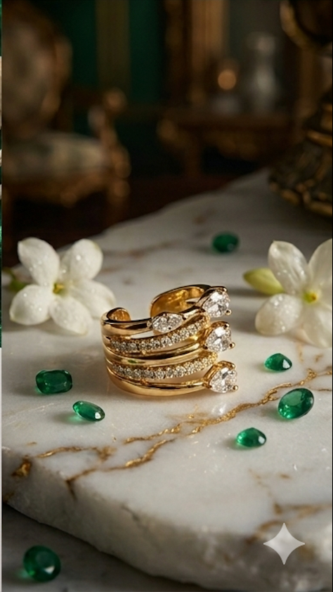 Anti-Tarnish Gold Multi-Layer Wide Ear Cuff