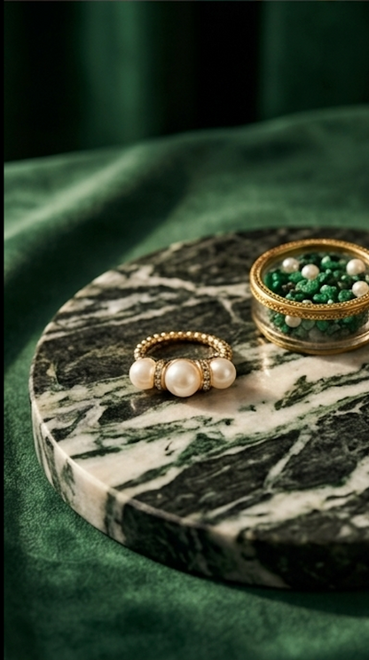 Anti-Tarnish Gold Triple Pearl Statement Ring