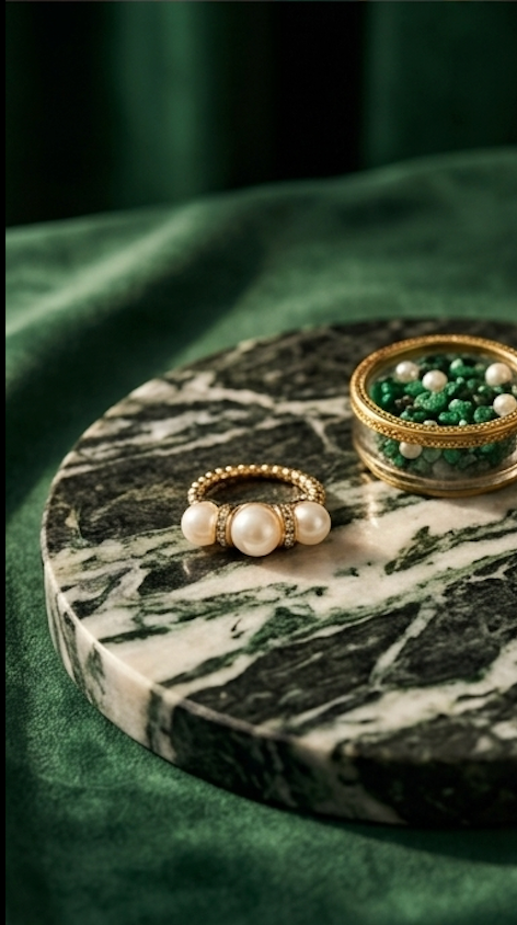 Anti-Tarnish Gold Triple Pearl Statement Ring