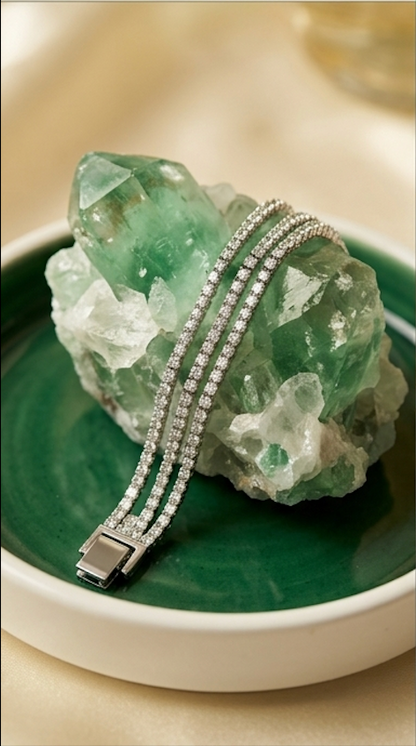 Premium Silver 3-Layer Tennis Bracelet