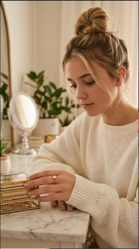 Anti-Tarnish Gold Princess Cut Solitaire Ring