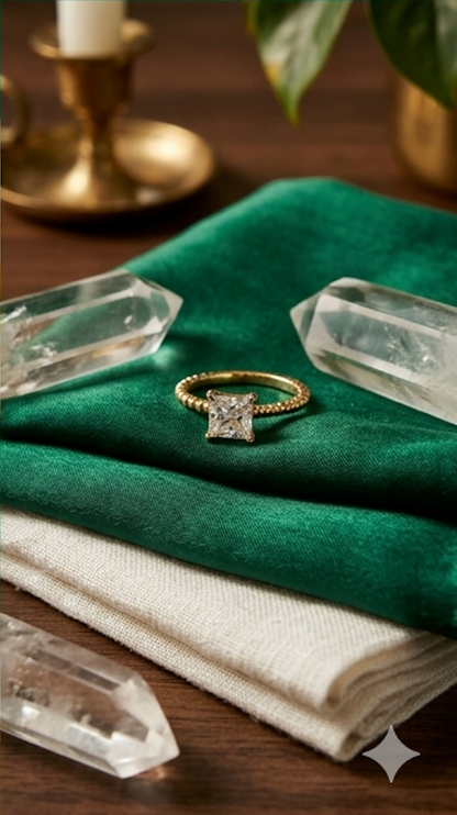 Anti-Tarnish Gold Princess Cut Solitaire Ring