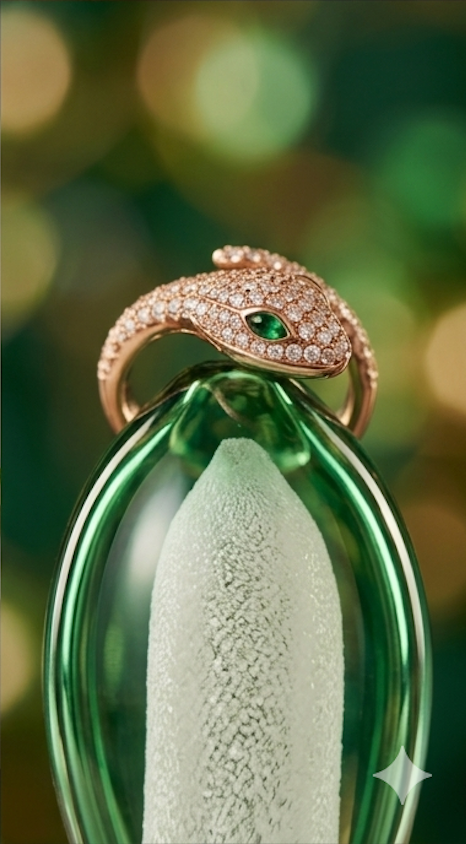 Anti-Tarnish Gold Emerald Green Eye Wrap Snake Ring