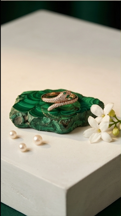 Anti-Tarnish Gold Emerald Green Eye Wrap Snake Ring