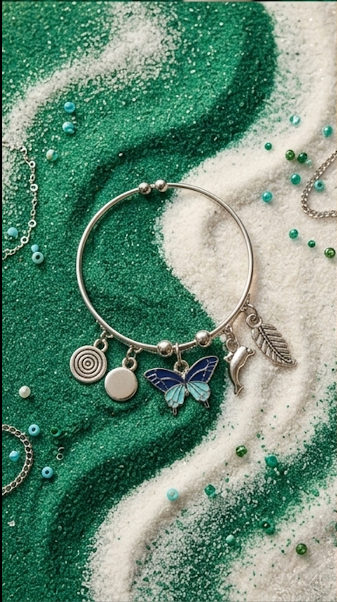 Anti-Tarnish Silver Butterfly Charm Bangle