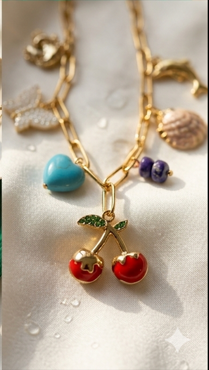 18K Gold-Plated Cherry Charm Necklace