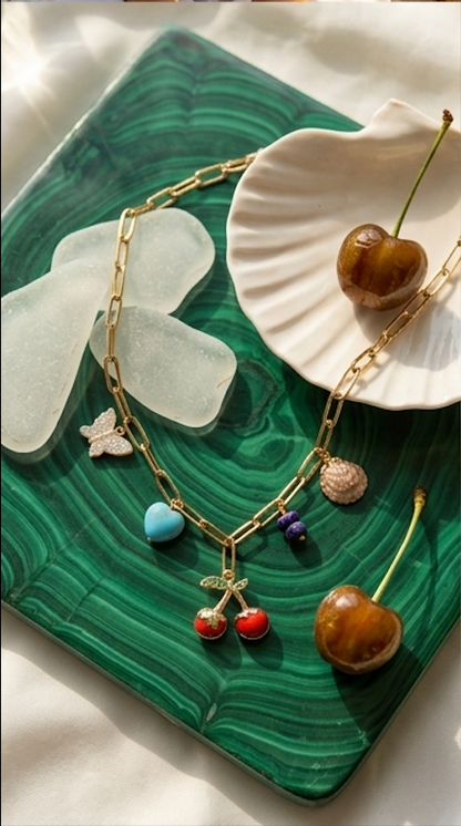 18K Gold-Plated Cherry Charm Necklace