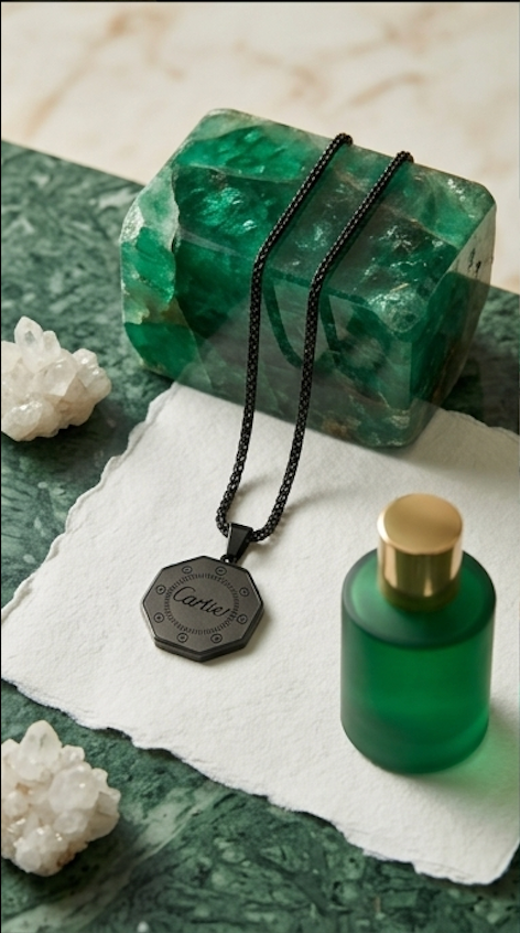 Men's Matte Black Octagon Pendant Chain