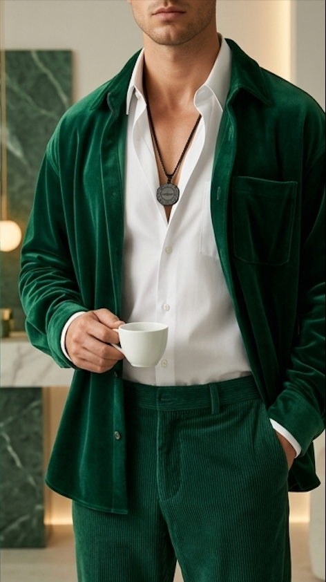 Men's Matte Black Octagon Pendant Chain