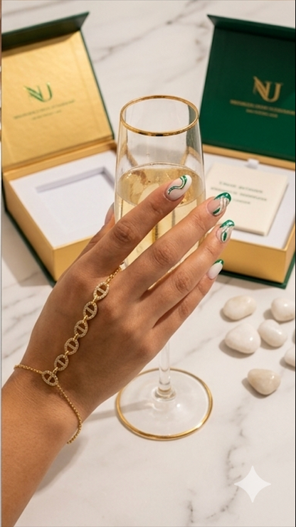 Anti Tarnish 18K Gold-PlatedMarina Pave Diamond-Cut Hand Chain