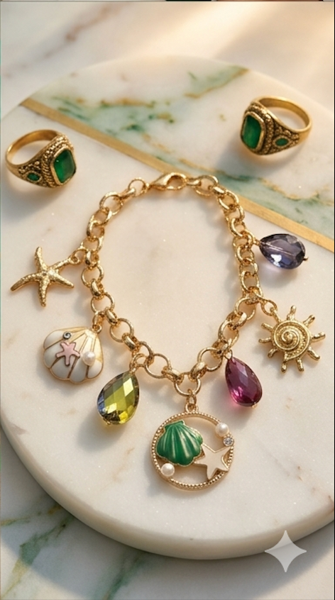 Coastal Treasures Gold Charm Bracelet
