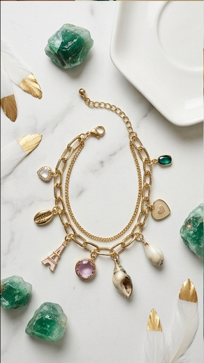 Parisian Coastal Layered Charm Bracelet