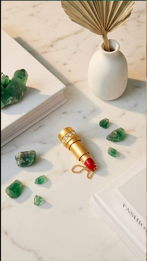 Vamp Novelty Lipstick Full Finger Armor Ring in Gold