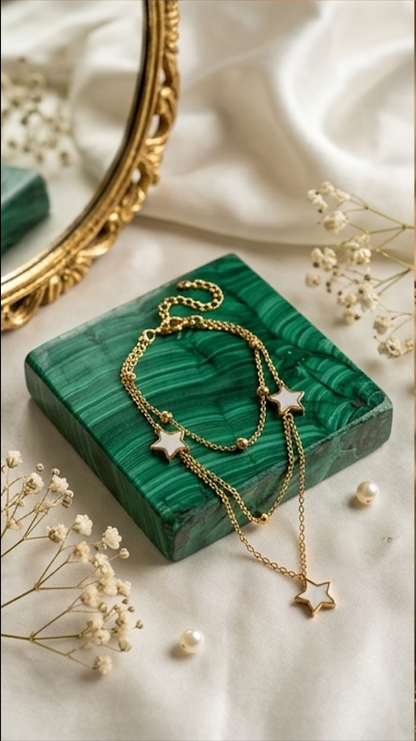 Celestial Triple-Strand Star Anklet in Gold