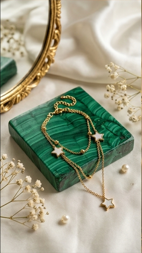 Celestial Triple-Strand Star Anklet in Gold