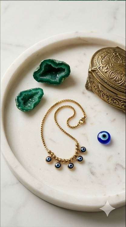 Luxe Golden Evil Eye Charm Anklet