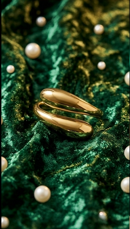 18K Gold Gold  Platted Sculptural Multi-Finger Statement Ring