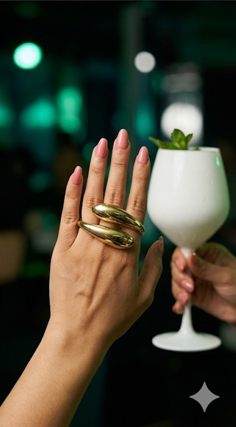 18K Gold Gold  Platted Sculptural Multi-Finger Statement Ring