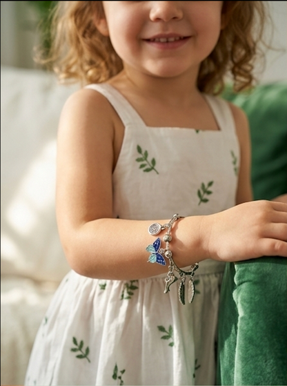 Anti-Tarnish Silver Butterfly Charm Bangle